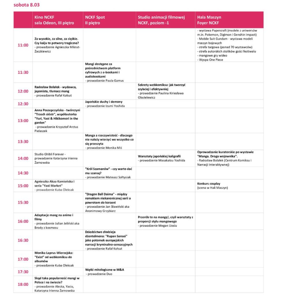 Pojawił się program pierwszej edycji Kaiju Manga Festiwal 2 Pojawił się program pierwszej edycji Kaiju Manga Festiwal 1