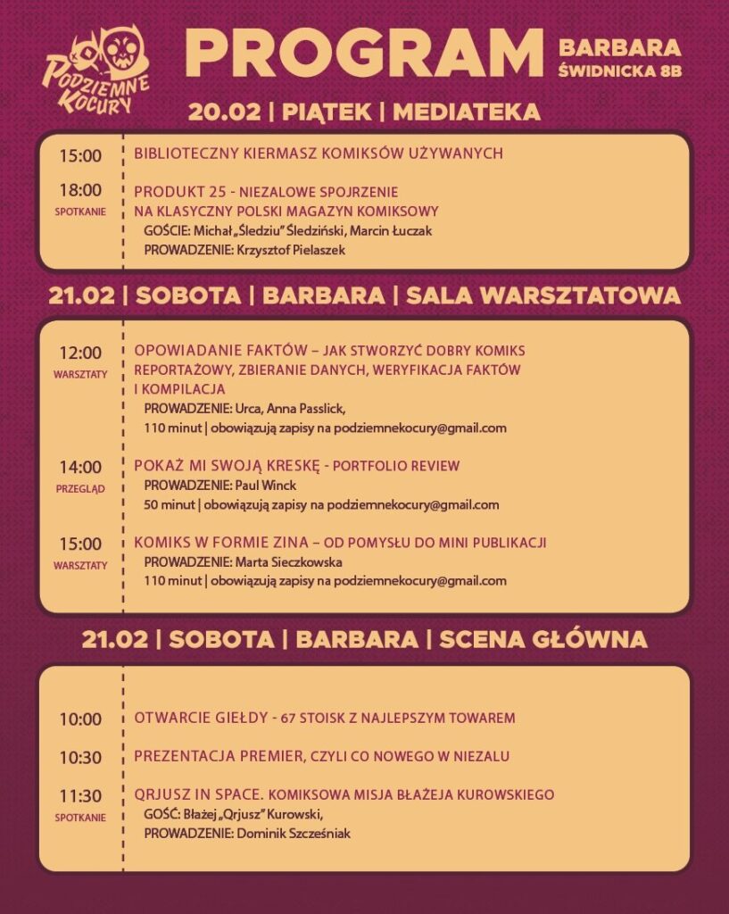 Podziemne Kocury 2026 Program 1