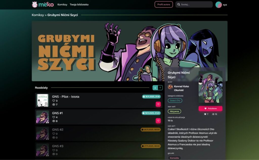 widok komiksu- Grubymi nićmi Szyci