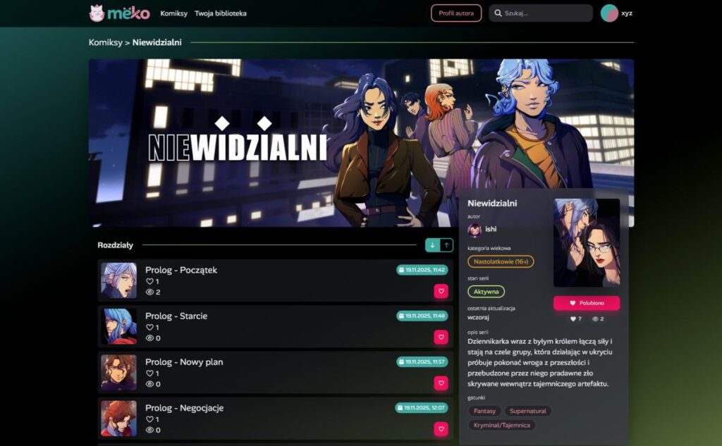 widok komiksu- Niewidzialni