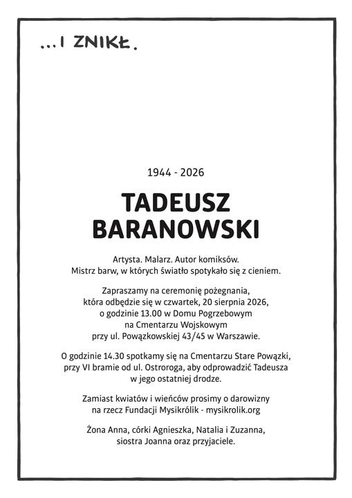 Ostatnie pożegnanie Tadeusz Baranowski